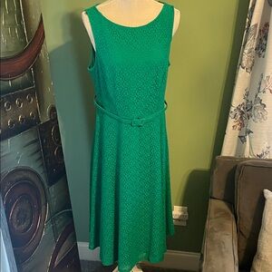 🏖️ Jessica Howard Elegant Green Lace Dress, Size 14